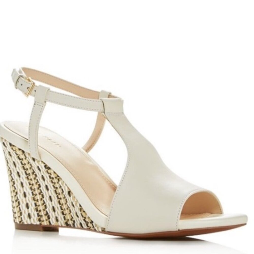 Cole Haan Maddie Open Toe Leather Wedge Sandals Size 6.5